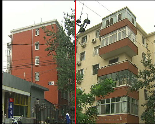 圖1:同建1988年,建筑風(fēng)格和樓層結(jié)構(gòu)也完全相同。兩樓之間僅僅隔著一道鐵柵欄和樹木,中關(guān)村927號樓的二手房價格(右)要比大泥灣2號樓(左)的價格每平米高出9000到1萬元呢